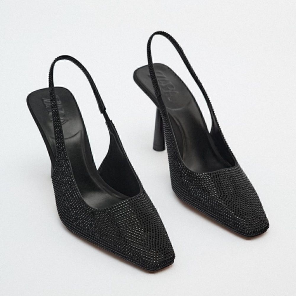 ZARA SLINGBACK RHINESTONE HIGH HEELS